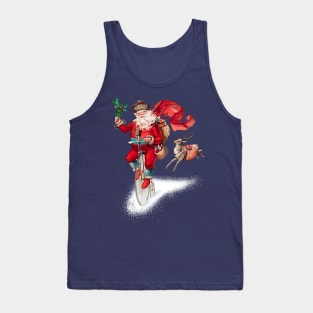 Santa Claus riding a penny farthing Tank Top